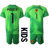 Niederlande Remko Pasveer #1 Torwart Fußballbekleidung Heimtrikot Kinder WM 2022 Kurzarm (+ kurze hosen)